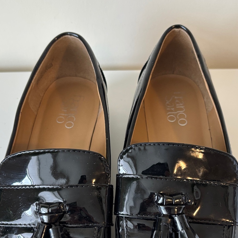 Franco Sarto L-Carolyn Women's Black Patent Tassel Loafers 06897 Size 9 EUC - Picture 7 of 14